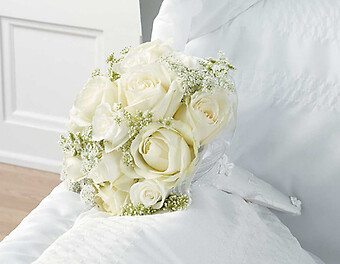 White Roses Bouquet Casket Insert